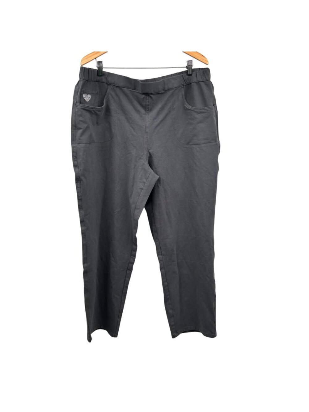 Dream Jeannes by Quacker Factory Straight Leg Pants Gray/Multi Rhinestone XL New